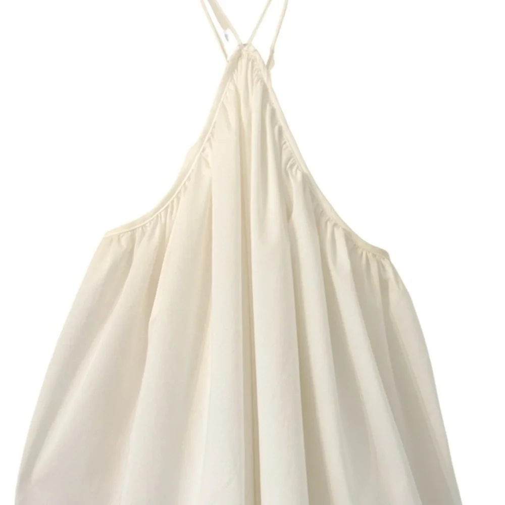 AMYLYNN Poplin Halter Swing Mini Dress in White Size M